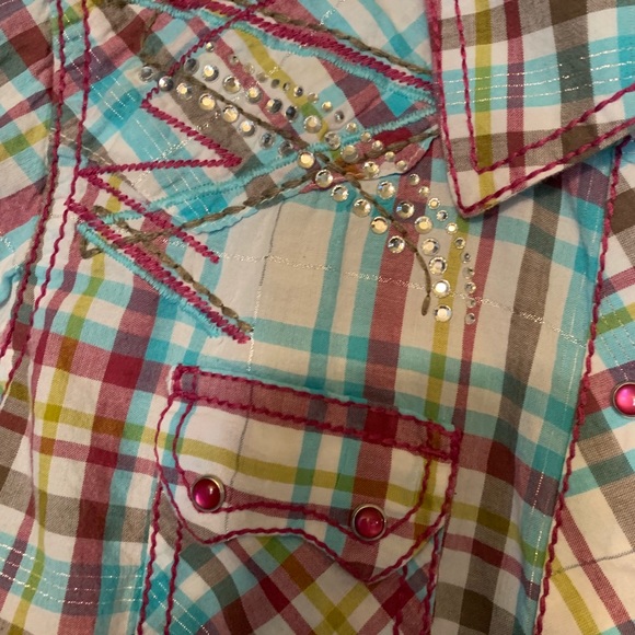 ❤️❤️❤️Ariat Plaid, Rhinestone shirt SP - Picture 5 of 8